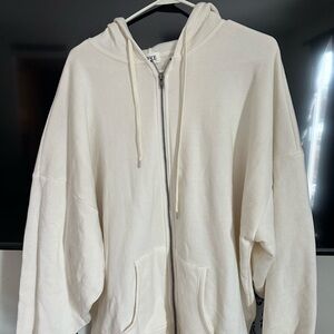 Buckle Cream Hoodie Sweater